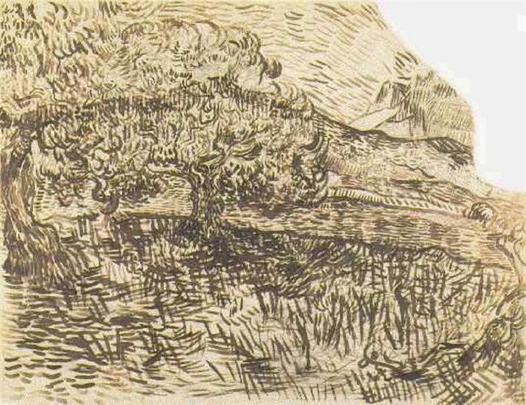 Olive Trees in a Mountain Landscape, 1889 - Винсент Ван Гог
