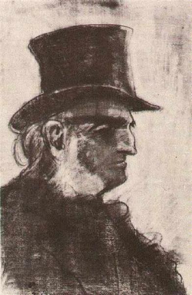 Orphan Man with Top Hat, Head, 1882 - 梵谷