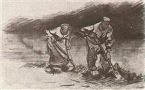 Peasant Man and Woman, Digging - 梵谷