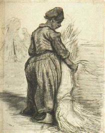 Peasant Woman, Binding a Sheaf of Grain - Вінсент Ван Гог