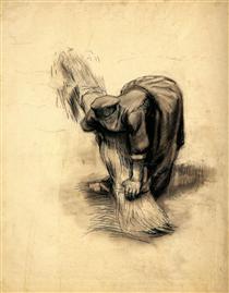 Peasant Woman Binding Sheaves - Винсент Ван Гог