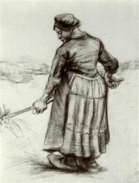 Peasant Woman, Pitching Wheat or Hay, 1885 - 梵谷