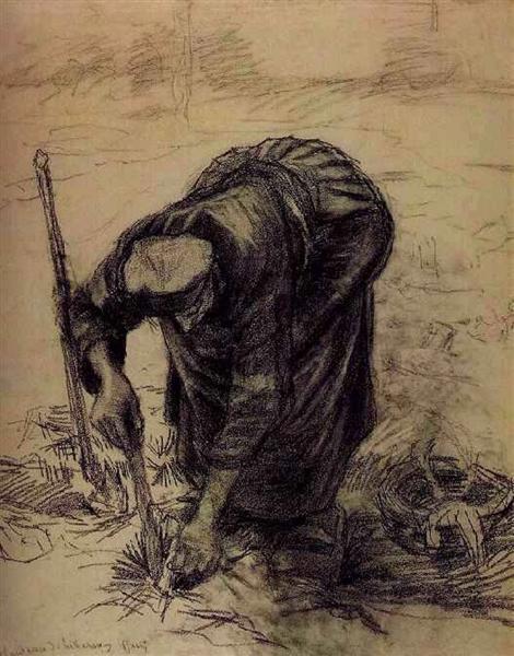 Peasant Woman, Planting Beets, 1885 - 梵谷