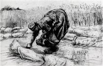 Peasant Woman, Stooping between Sheaves of Grain - Винсент Ван Гог