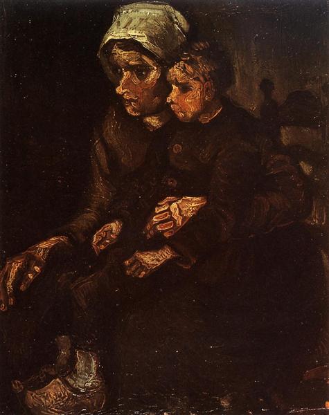 Peasant Woman with a Child in Her Lap, 1885 - 梵谷