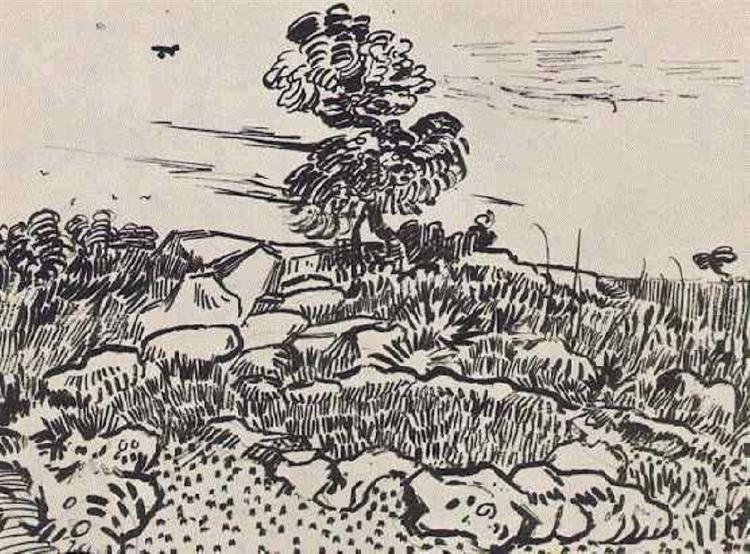 Rocks with Oak Tree, 1888 - Винсент Ван Гог
