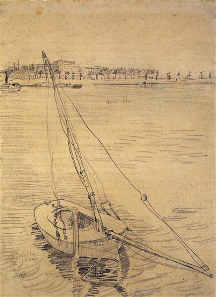 Sailing Boat on the Seine at Asnieres, 1887 - 梵谷