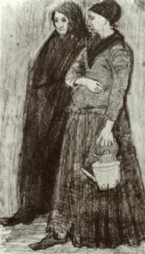 Sien Pregnant, Walking with Older Woman - Vincent van Gogh