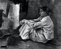 Sien with Cigar Sitting on the Floor near Stove - Vincent van Gogh