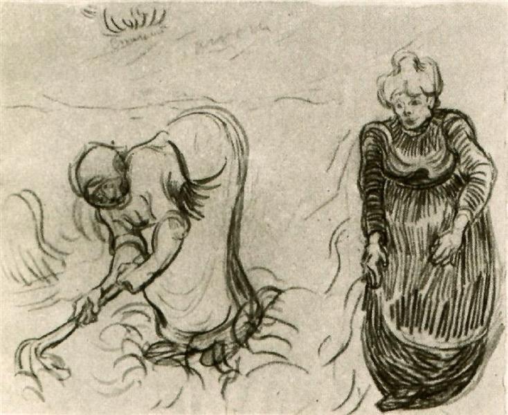 Замальовка двох жінок, 1890 - Вінсент Ван Гог