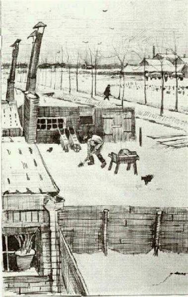 Snowy Yard, 1883 - 梵谷