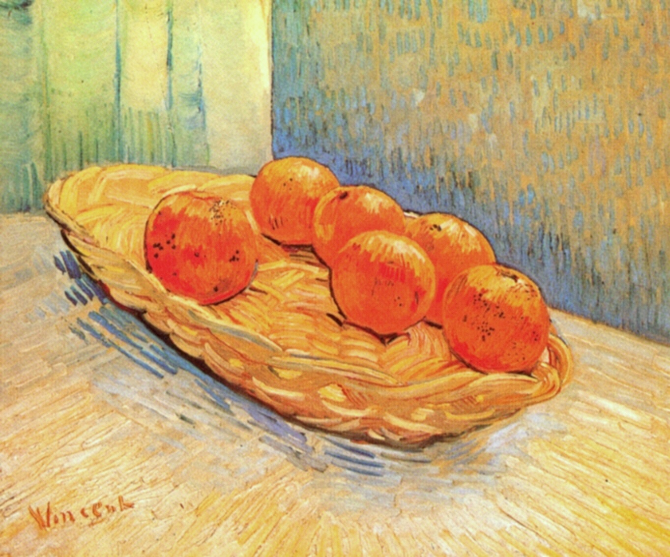 Still Life With Basket And Six Oranges 1888 Vincent Van Gogh
