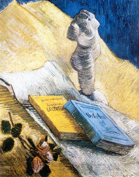 Still Life with Plaster Statuette, a Rose and Two Novels, 1887 - 梵谷