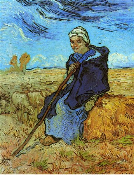 The Shepherdess (after Millet), 1889 - 梵谷
