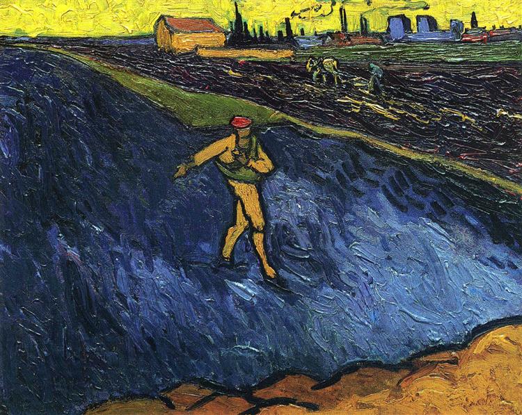 The Sower Outskirts of Arles in the Background, 1888 - 梵谷