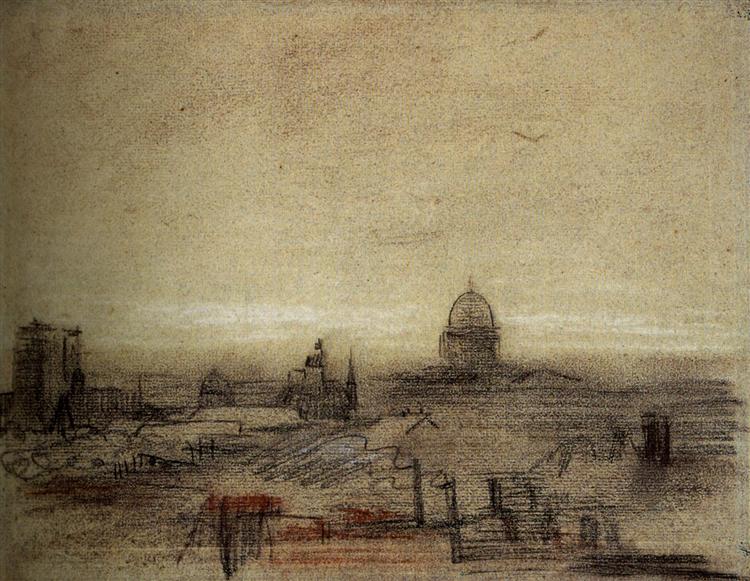View of Paris with Notre-Dame and the Pantheon, 1886 - Вінсент Ван Гог