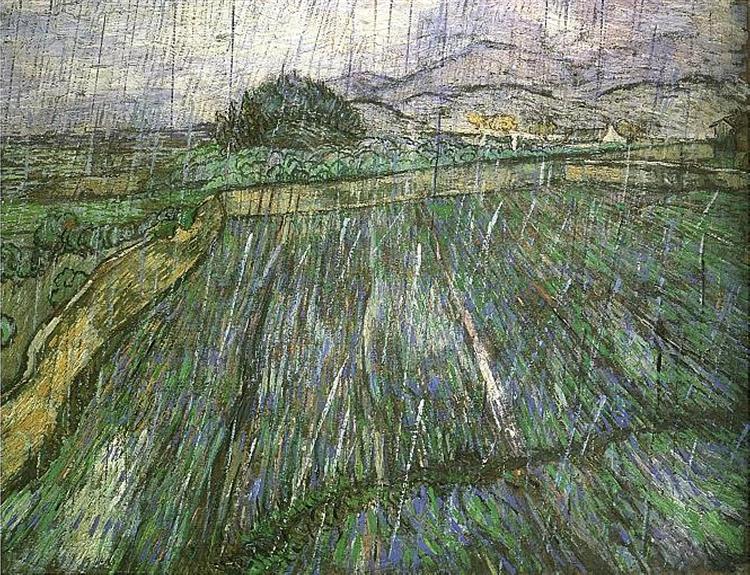 Wheat Field in Rain, 1889 - 梵谷