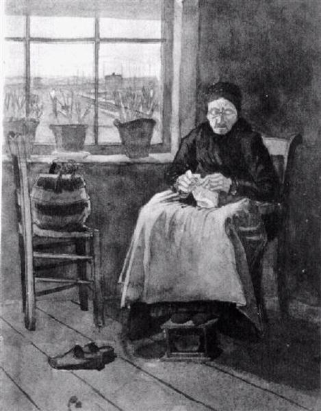 Woman at the Window, Knitting, 1882 - Вінсент Ван Гог