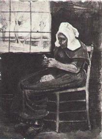 Woman Peeling Potatoes near a Window - Винсент Ван Гог