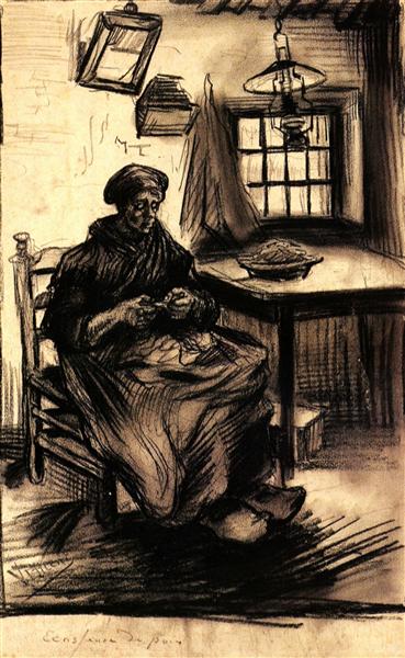 Woman Shelling Peas, 1885 - 梵谷