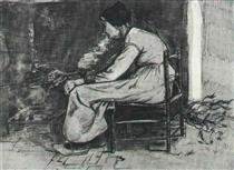 Woman Sitting at the Fireside - Vincent van Gogh