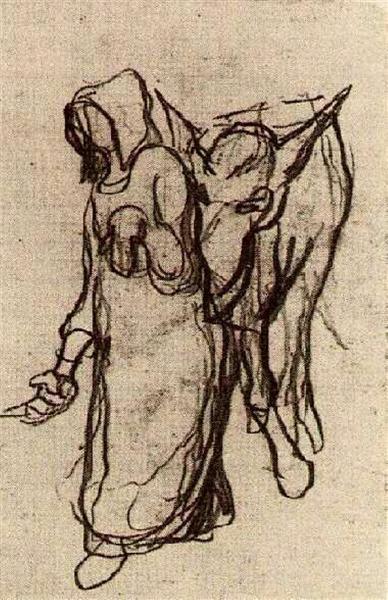 Woman with a Donkey, 1890 - Винсент Ван Гог
