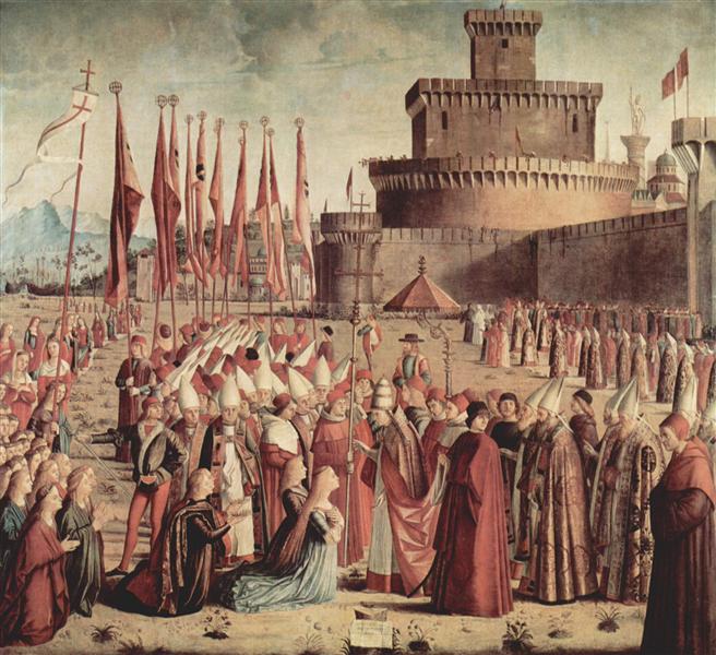 The Pilgrims Meet Pope Cyriac before the Walls of Rome, 1493 - Vittore Carpaccio