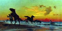 Bathing horses - Volodymyr Orlovsky