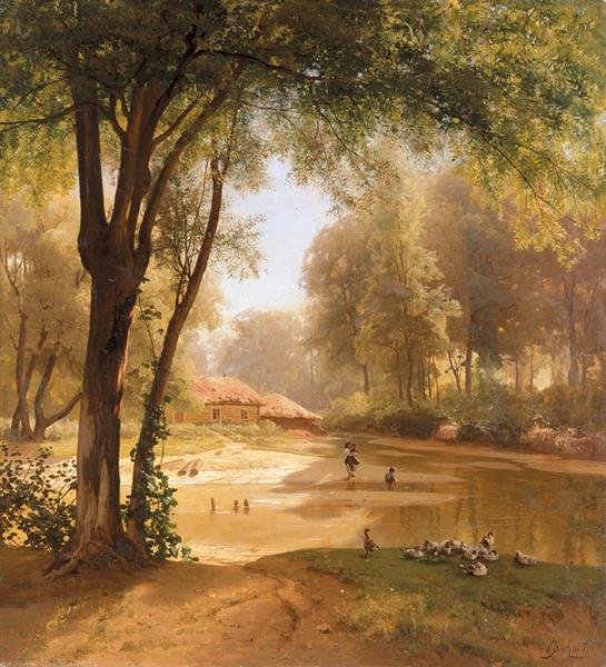 Хатинки в лісі. Спокій, 1890 - Володимир Орловський
