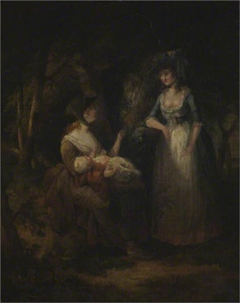 Two Women with a Baby Conversing in a Wood - Вільям Гамільтон