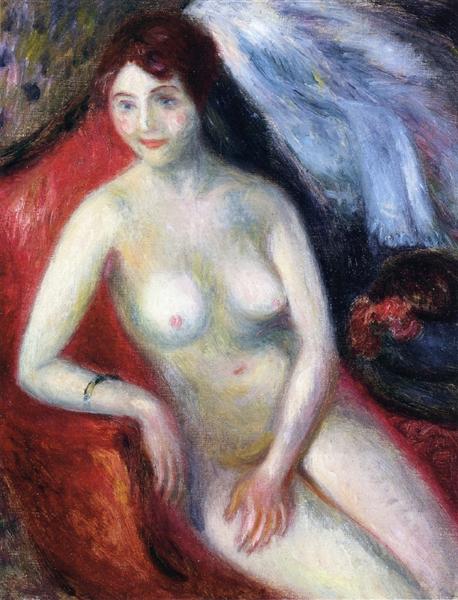 Nude on a Red Sofa, c.1910 - William Glackens