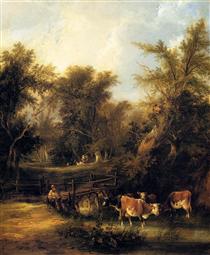 Cattle By A Stream - William Shayer