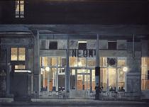 Cafe ''Neon'' at night - Yannis Tsarouchis