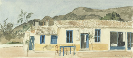 Coffee-house at Porto Rafti, 1962 - Yannis Tsarouchis